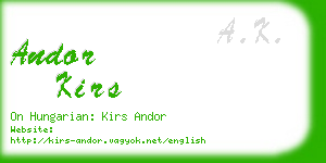 andor kirs business card